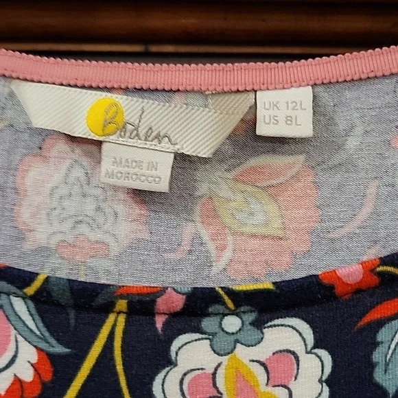 BODEN | Abigail Long Sleeve Navy Jersey Midi Dress Floral Print Pockets - 8 Long - Picture 9 of 11